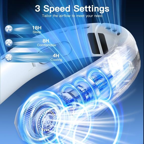 WXX Portable Neck Fan, Rechargeable 360° Cooling Personal Fan, Foldable Quiet We - Picture 4 of 5